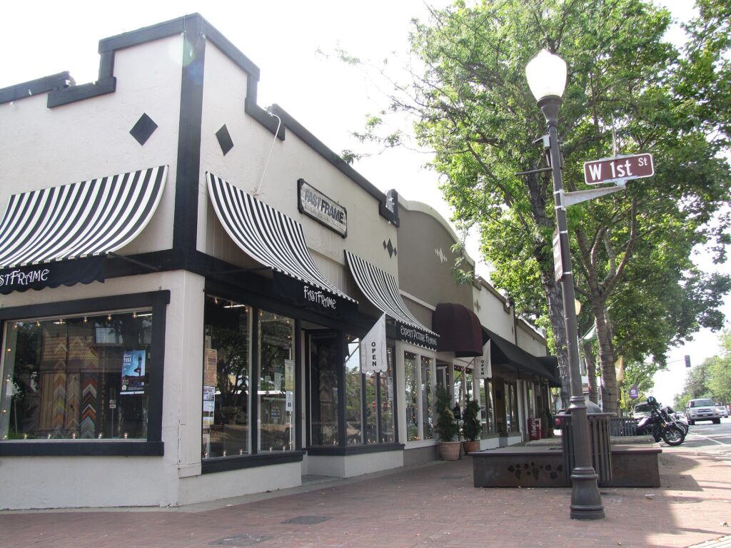 Downtown Morgan Hill at 1st Street and Monterey Road