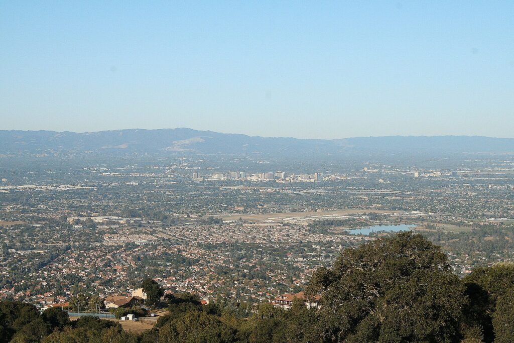 View across Santa Clara Valley toward the San Jose skyline