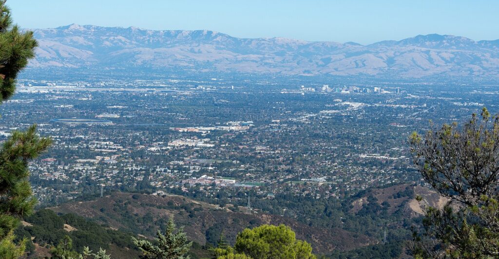 San Jose and Silicon Valley skyline overlooking South Bay neighborhoods